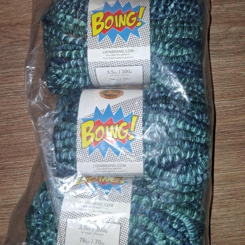 Lion Brand Boing! Yarn - Blue and Green